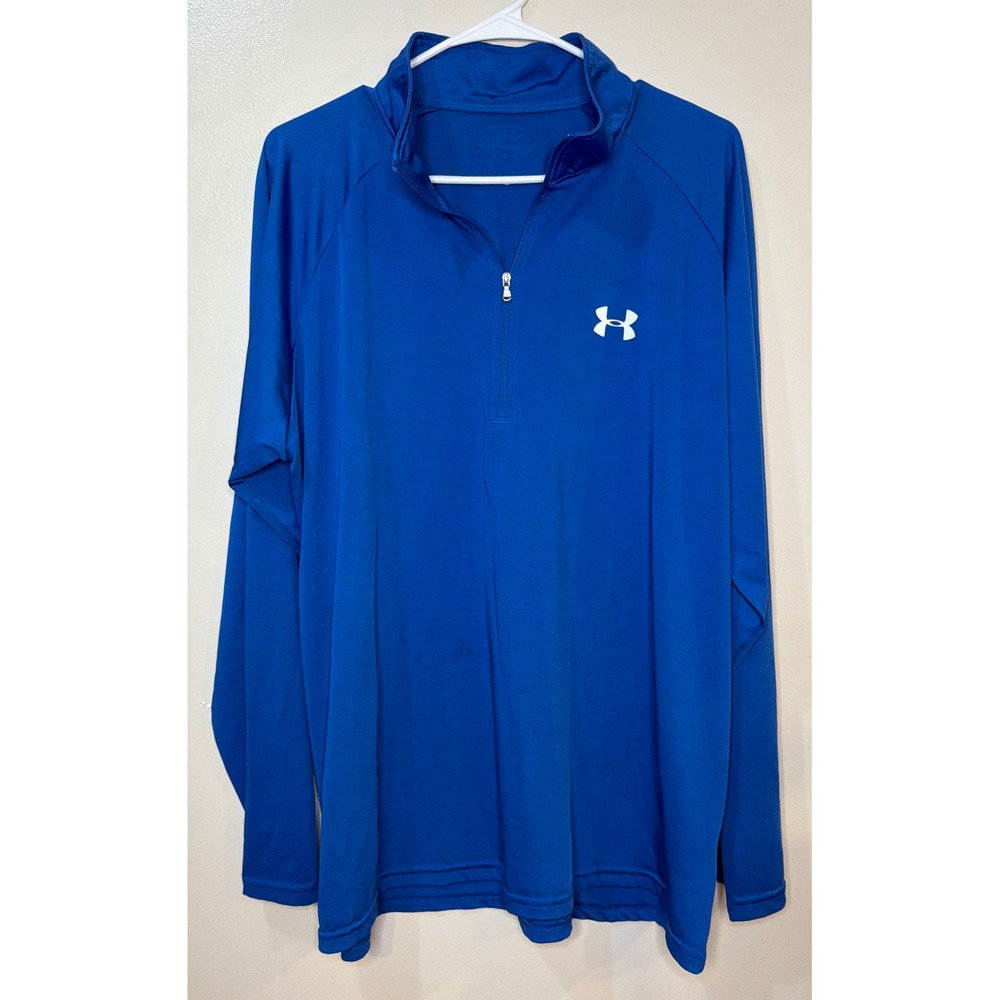 Under Armour Mens 2XL Royal Blue 1/4 Zip Pullover Tech Training Top